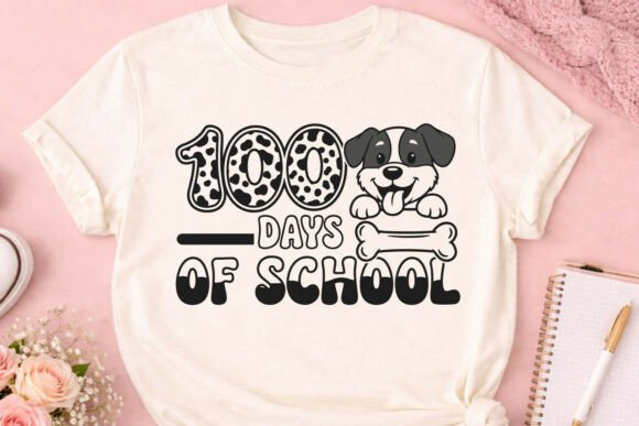 Cute Puppy 100 Days SVG for Graphics & T-Shirt Designs