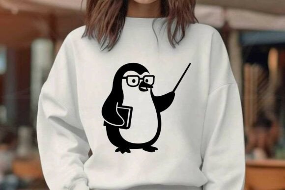 Funny Teacher Penguin SVG: Graphics & Illustrations