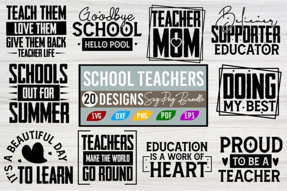 SCHOOL TEACHERS SVG PNG Bundle for T-Shirt Designs and Graphics