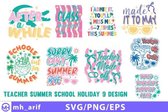 Summer Teacher Graphics for T-Shirt Designs