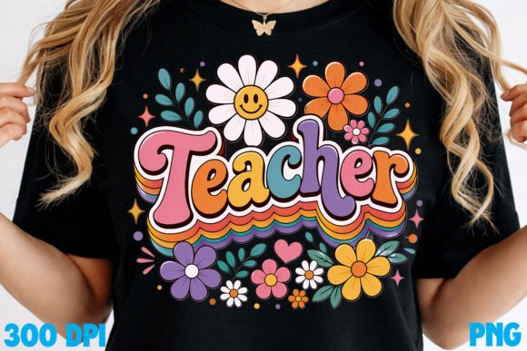 Teacher PNG SVG Floral Teacher T-shirt Graphics